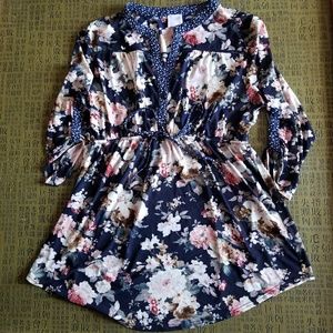 Blue Floral Maternity Shirt